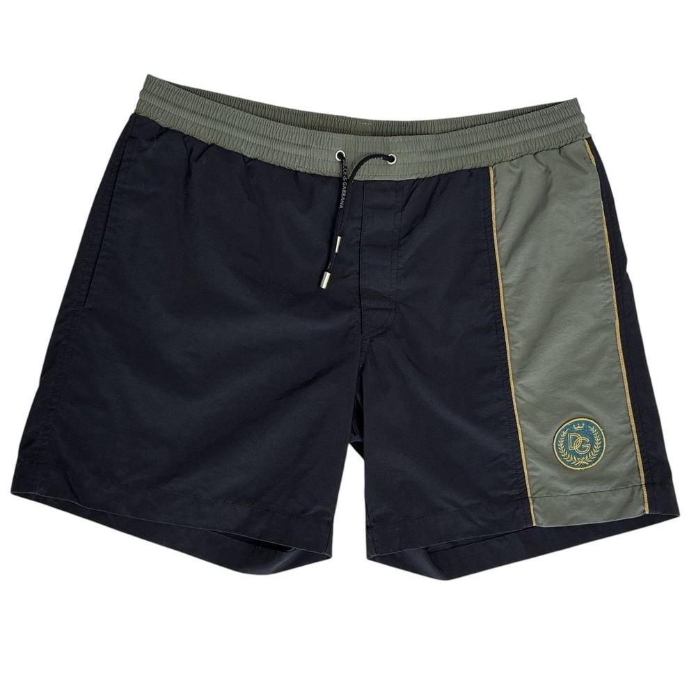 DOLCE & GABBANA Men's Swimwear Beachwear Shorts Sz M Olive Black Lined Pocket